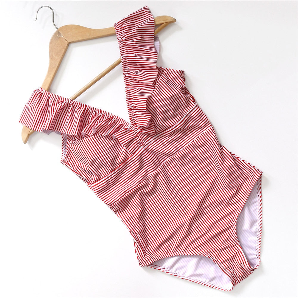 Ruffle Figure-Enhancing One-Piece Swimsuit