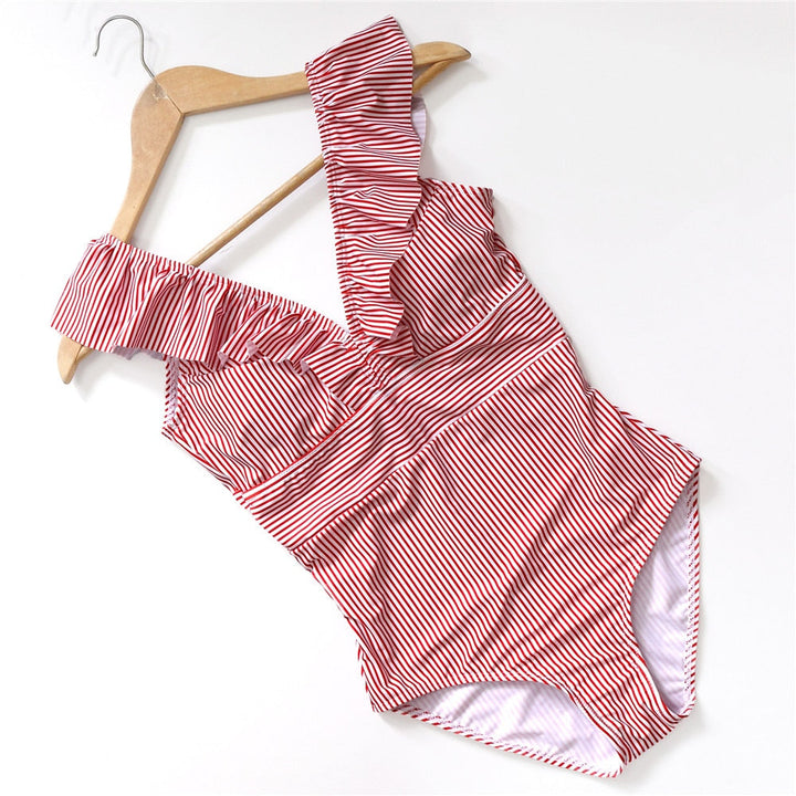 Ruffle Figure-Enhancing One-Piece Swimsuit