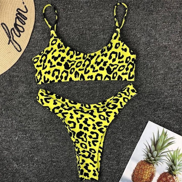 Leopard Print Wire-Free Bra Brazilian Bikini