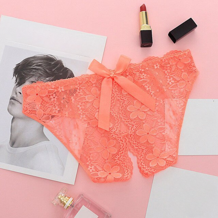 Lace Bow Cut-Out Panties