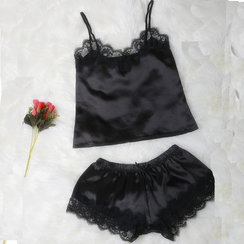 Lace-Trim Top and Shorts Nightwear Set