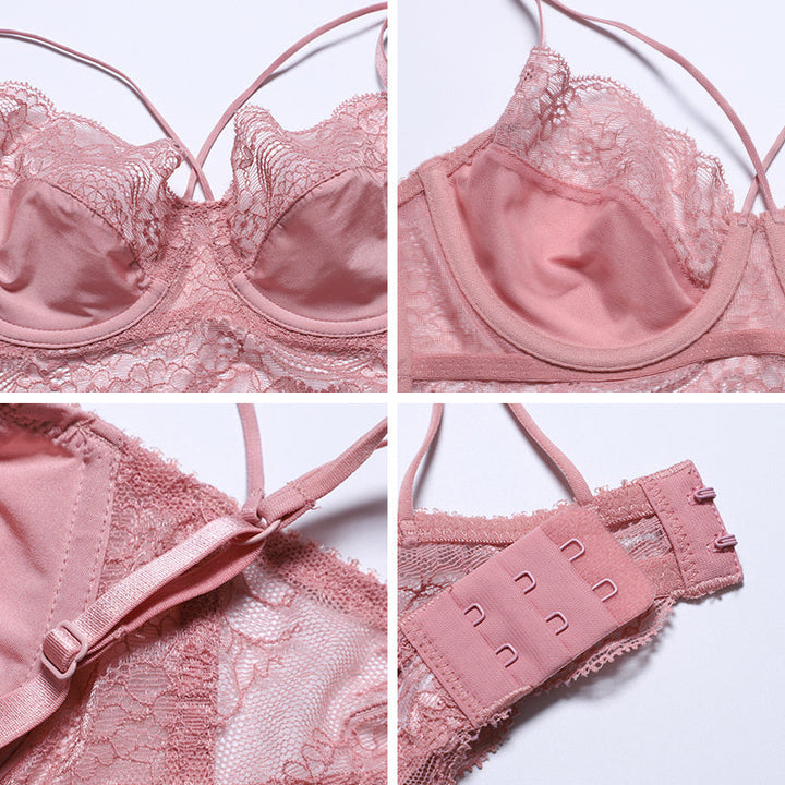 High-Waist Lace Bra and Panties Lingerie Set