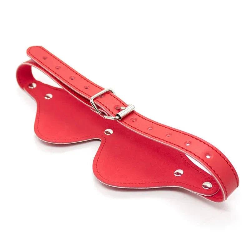 Studded Leather Blindfold Mask with Zip Strap