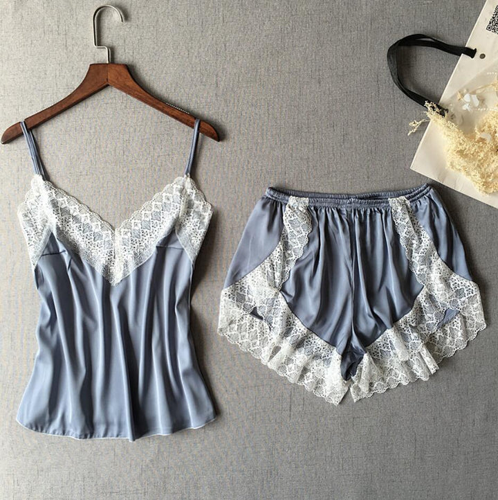 White Lace Two-Piece Nightwear Set