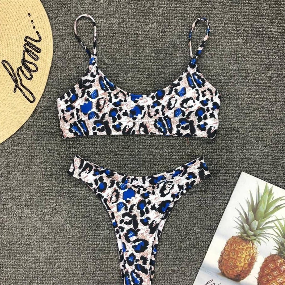 Leopard Print Wire-Free Bra Brazilian Bikini