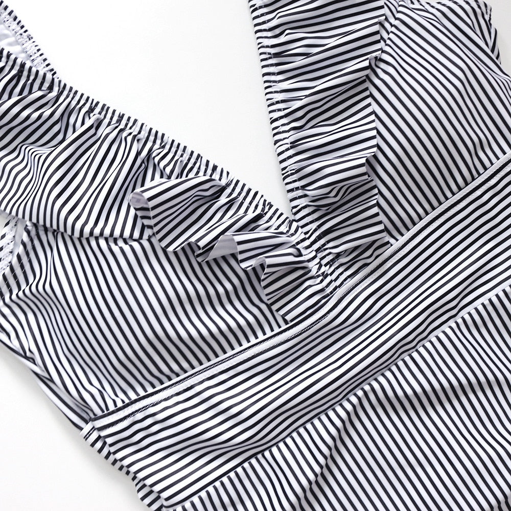Ruffle Figure-Enhancing One-Piece Swimsuit