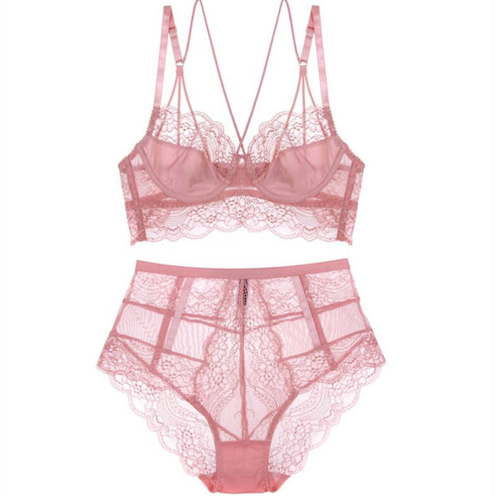 High-Waist Lace Bra and Panties Lingerie Set