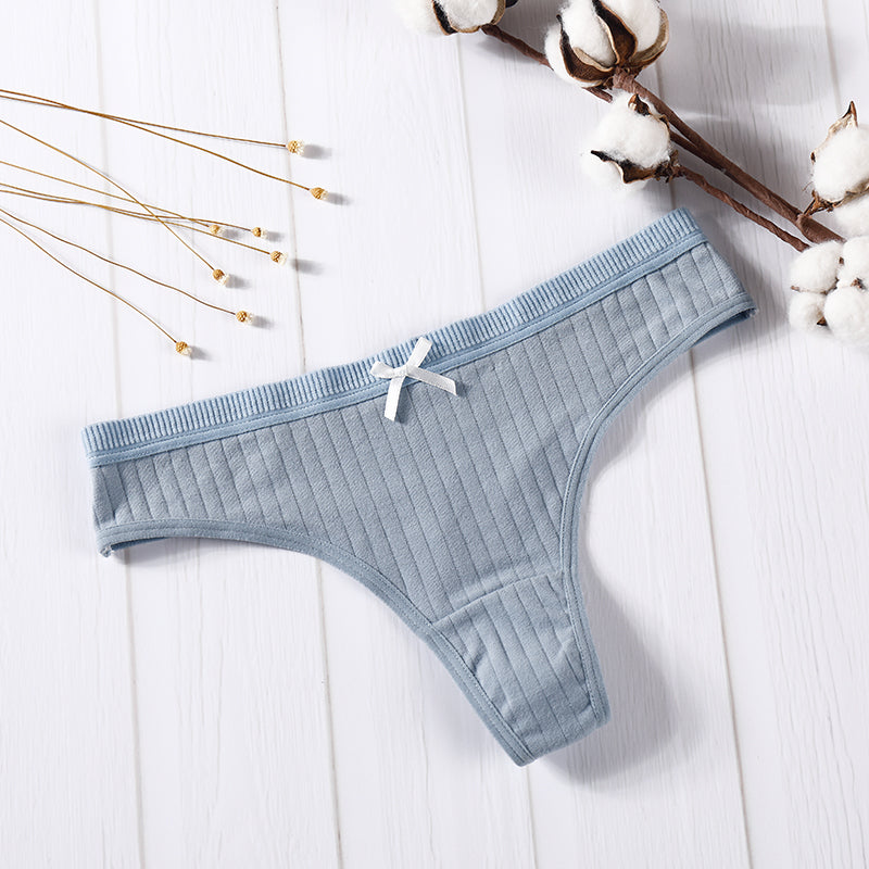 Elastic Waist Bow-Detail Comfort Thong