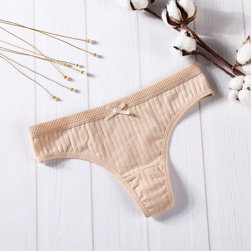 Elastic Waist Bow-Detail Comfort Thong