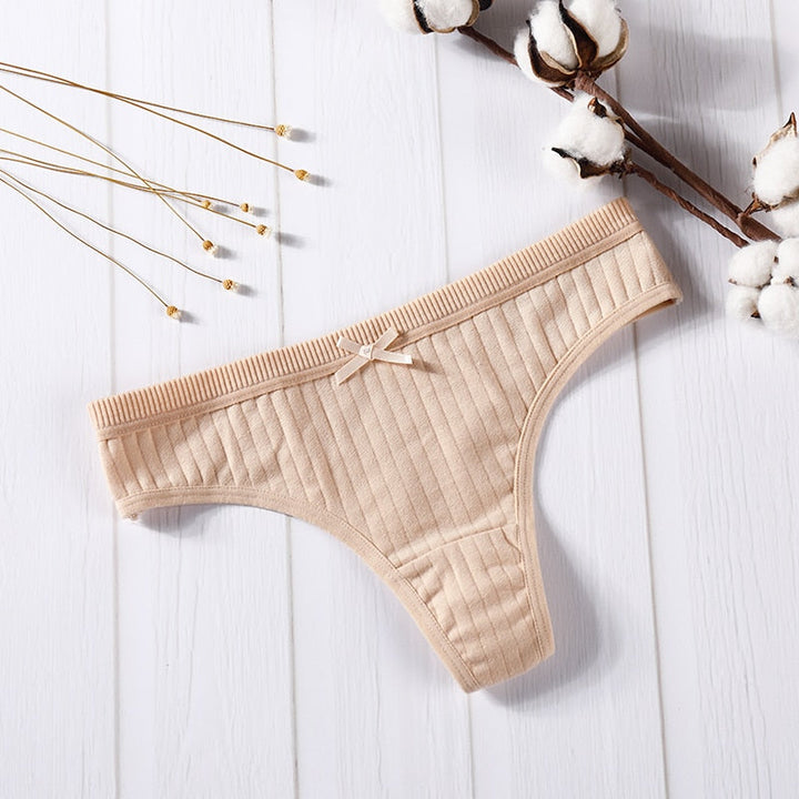 Elastic Waist Bow-Detail Comfort Thong