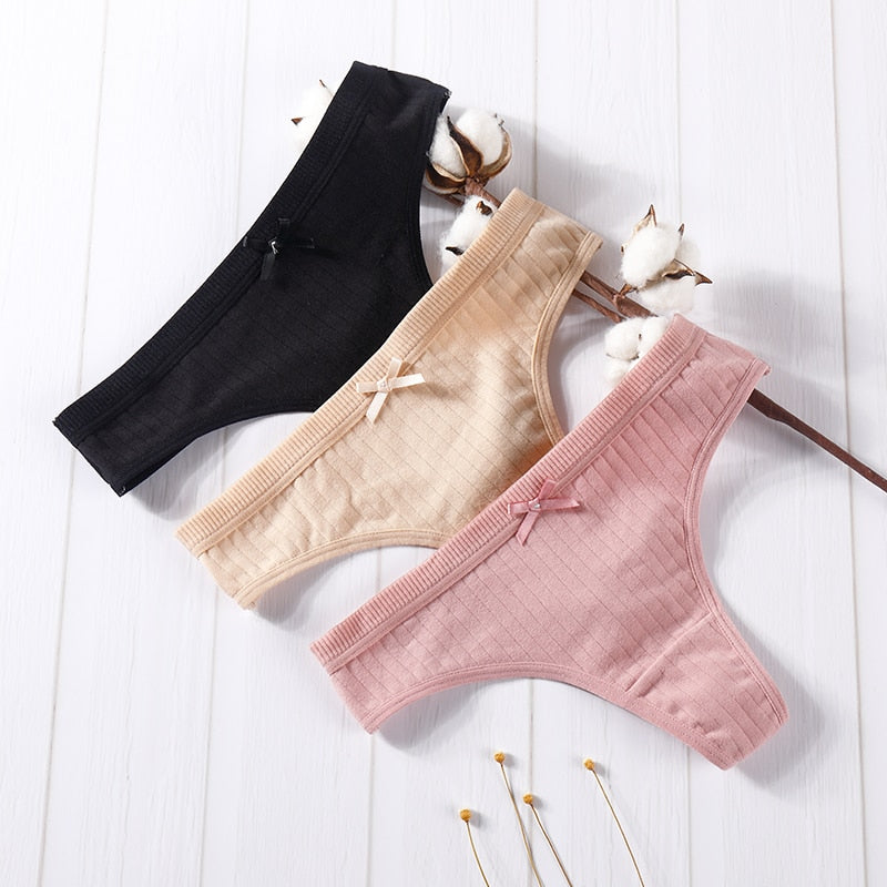 Elastic Waist Bow-Detail Comfort Thong