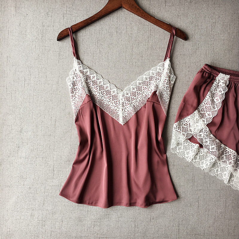 White Lace Two-Piece Nightwear Set