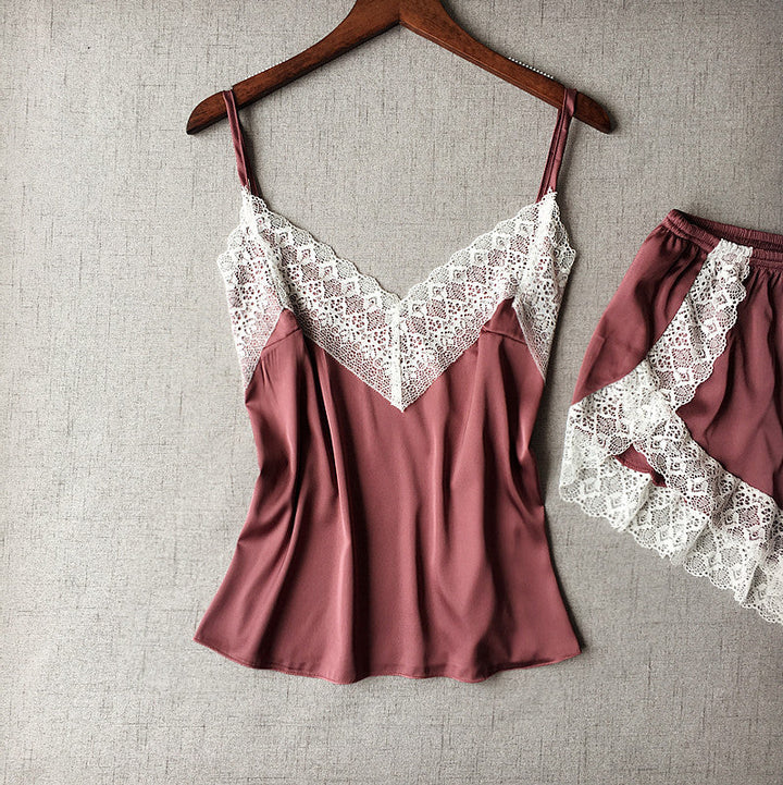White Lace Two-Piece Nightwear Set