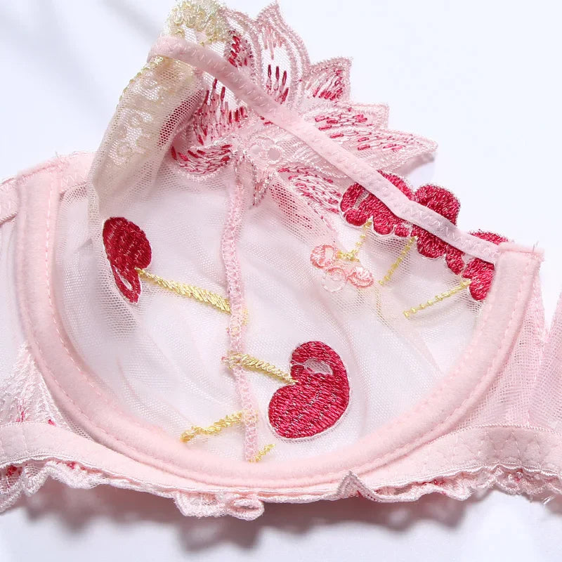 Mesh Floral Embroidered Adjustable Bra