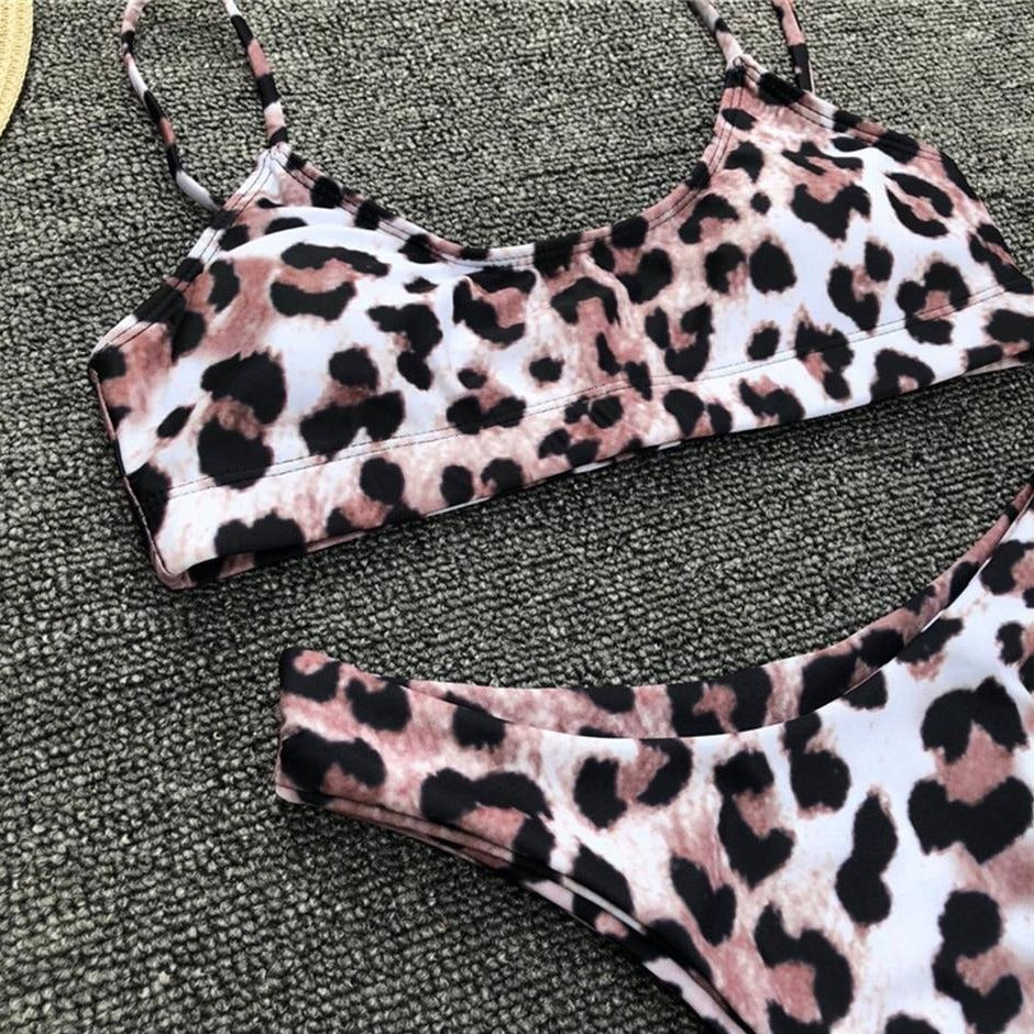 Leopard Print Wire-Free Bra Brazilian Bikini