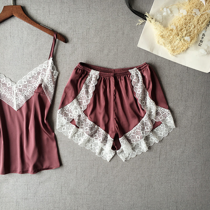 White Lace Two-Piece Nightwear Set