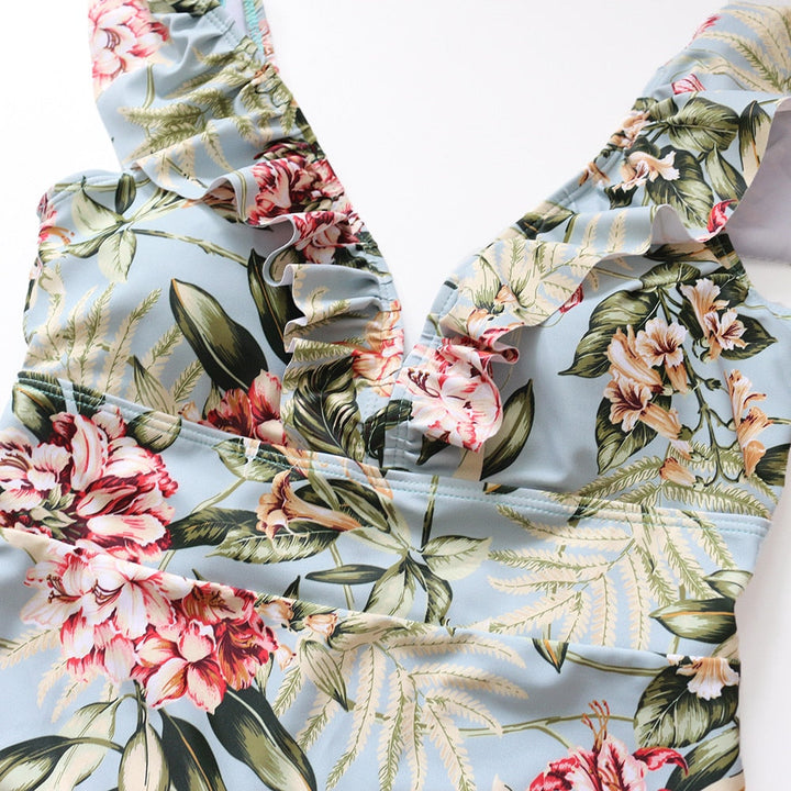 Ruffle Figure-Enhancing One-Piece Swimsuit