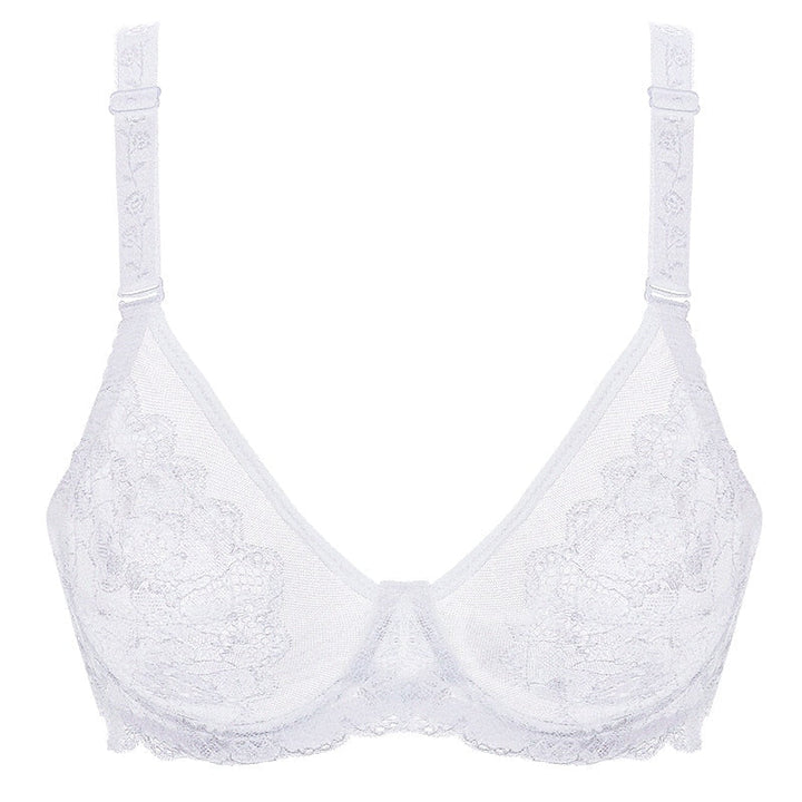 Embroidered Lace-Trim Adjustable Bra