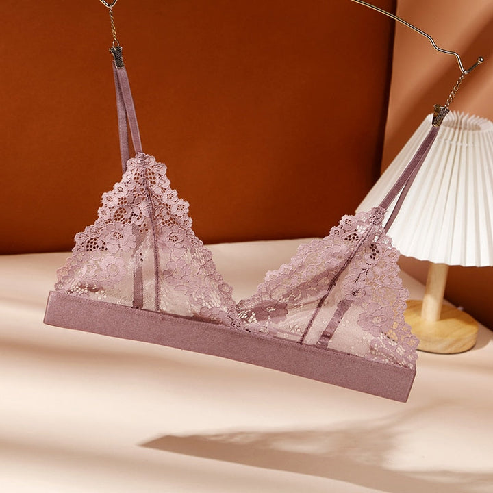 Mesh Lace Wireless Bra Adjustable Straps Delicate