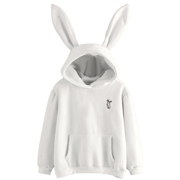Embroidered Hood Drawstring Sweatshirt with Ears