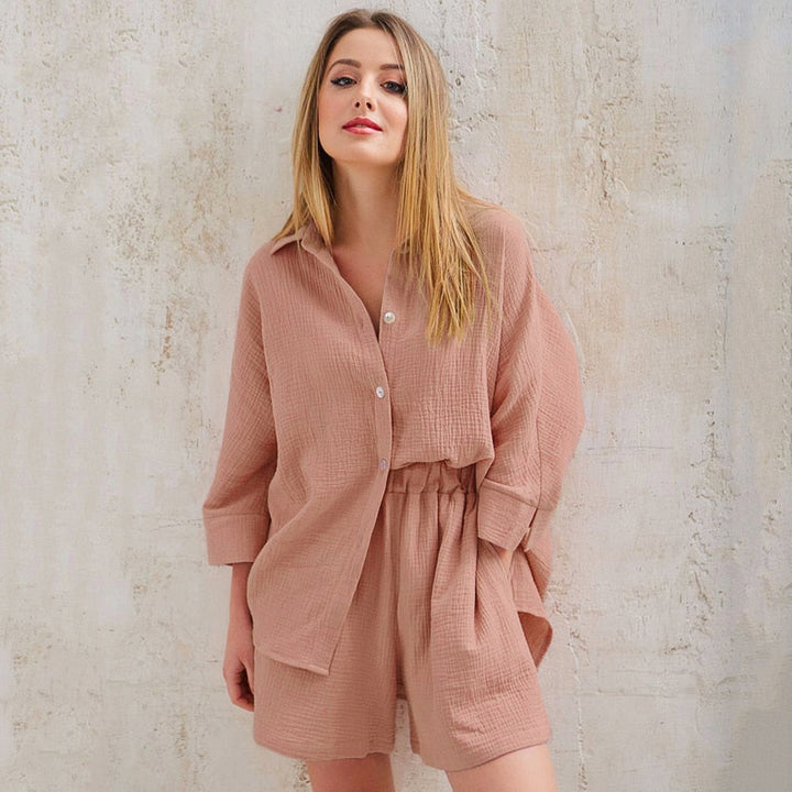 100% Cotton Shirt and Shorts Pyjama Set