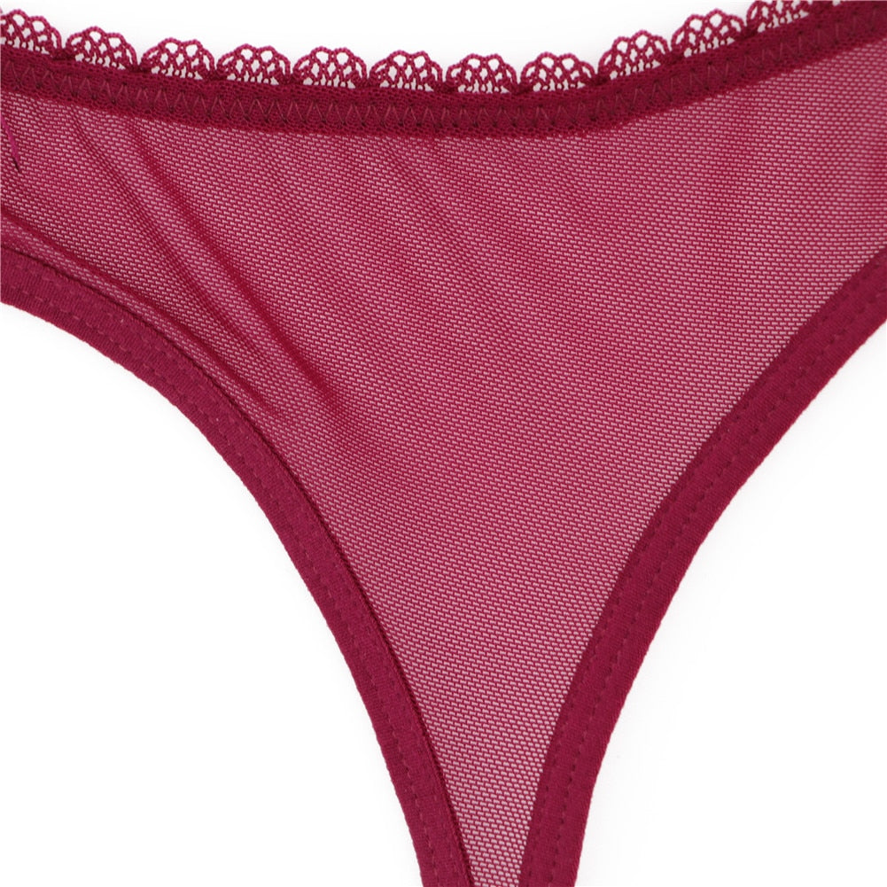 Lace-Trim Mesh Garter Belt Adjustable
