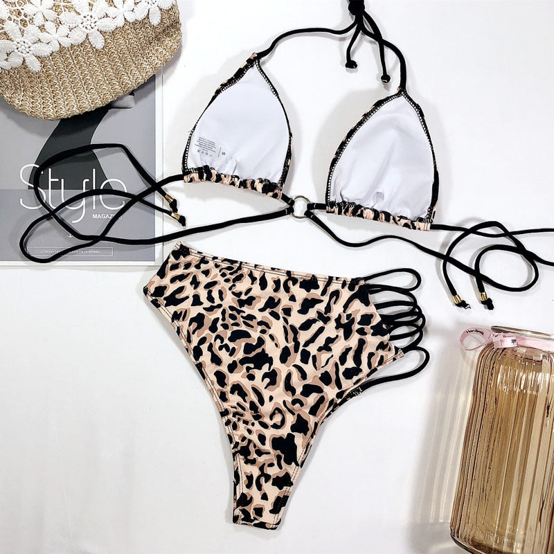 Cut-Out Multi-Pattern Two-Piece Swimsuit
