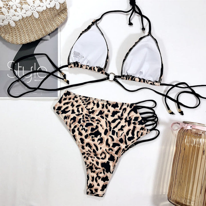 Cut-Out Multi-Pattern Two-Piece Swimsuit
