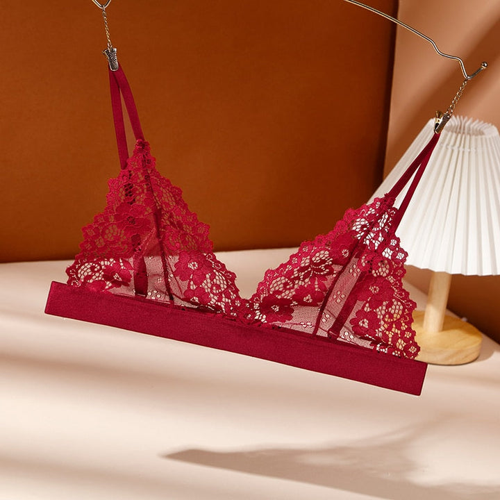 Mesh Lace Wireless Bra Adjustable Straps Delicate