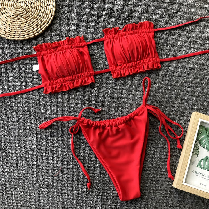 Strapless Ruffle Two-Piece Swimsuit