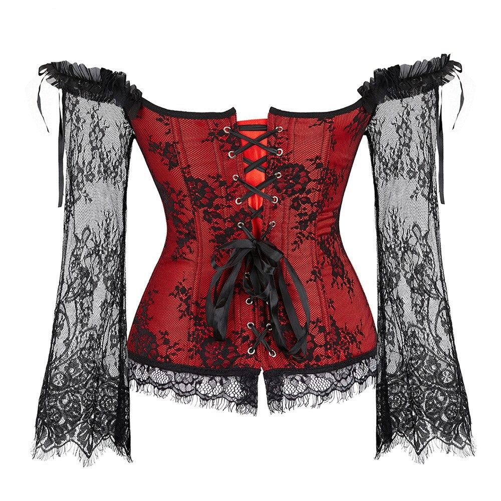 Lace Sleeve Decorative Adjustable Corset