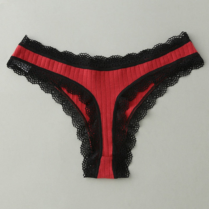 Cotton Lace Thong 3-Pack Low Rise Breathable