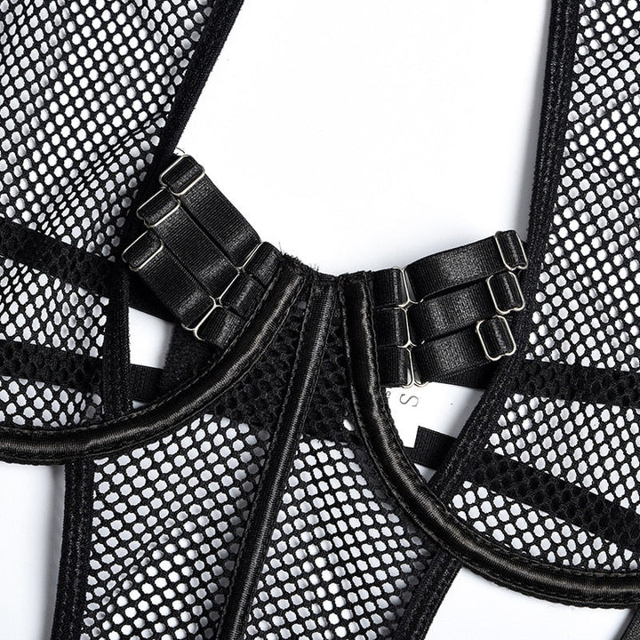 Strappy Mesh-Trim Bodysuit