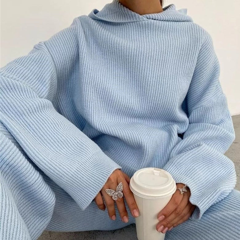 Adjustable Waist Relaxed Knit Tracksuit Set