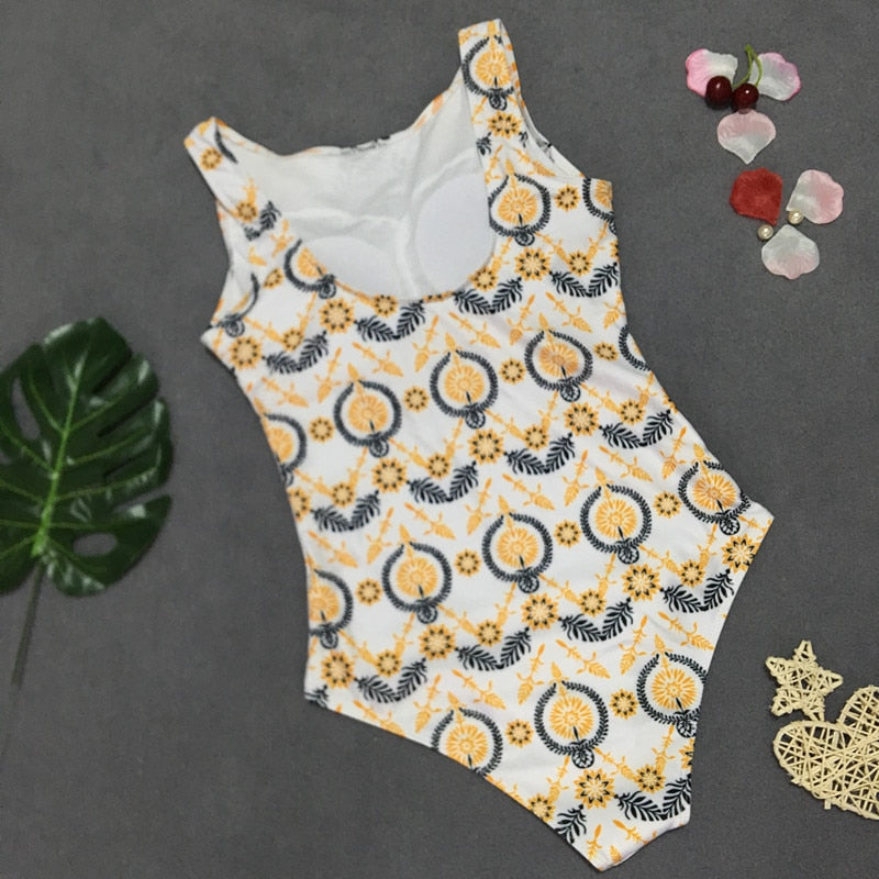 Vintage Open-Back One-Piece Swimsuit Classic Style