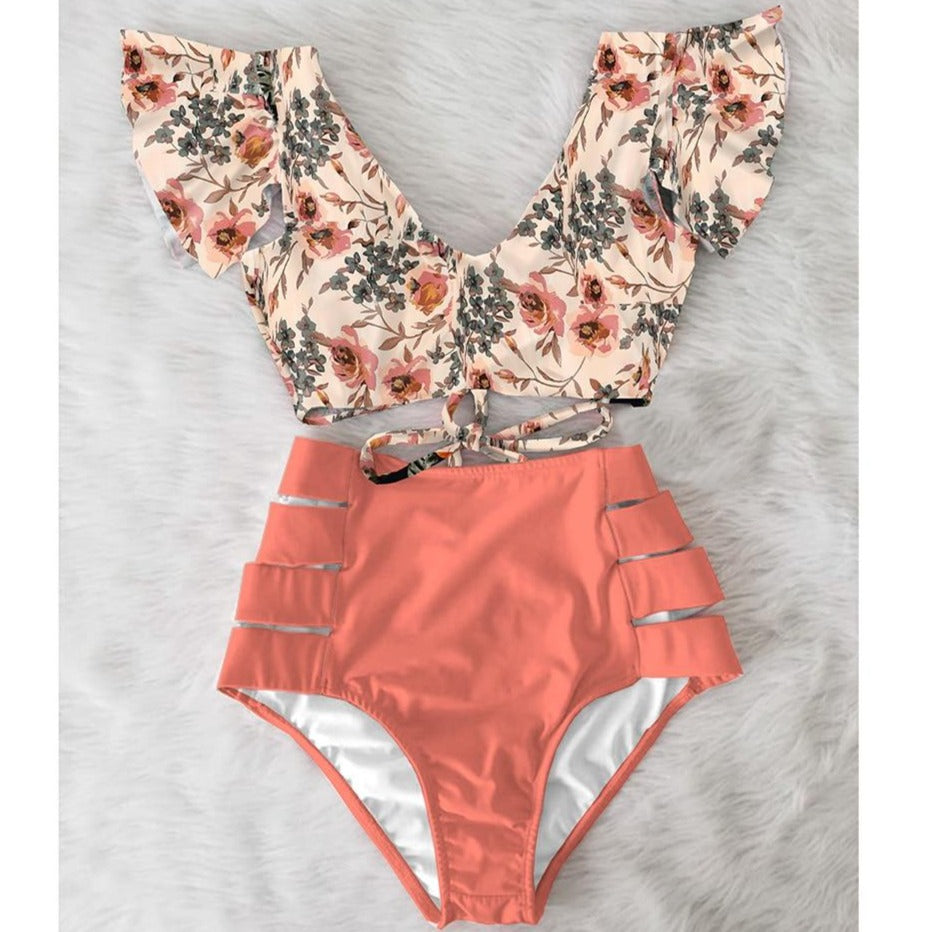 Bow-Tie High-Waist Two-Piece Swimsuit