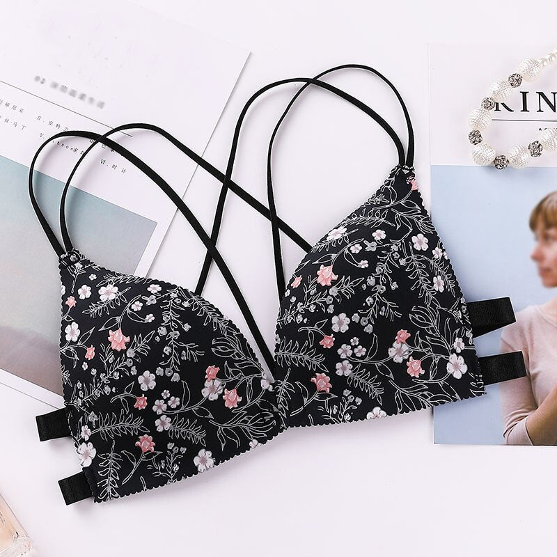Front-Closure Push-Up Printed Bra