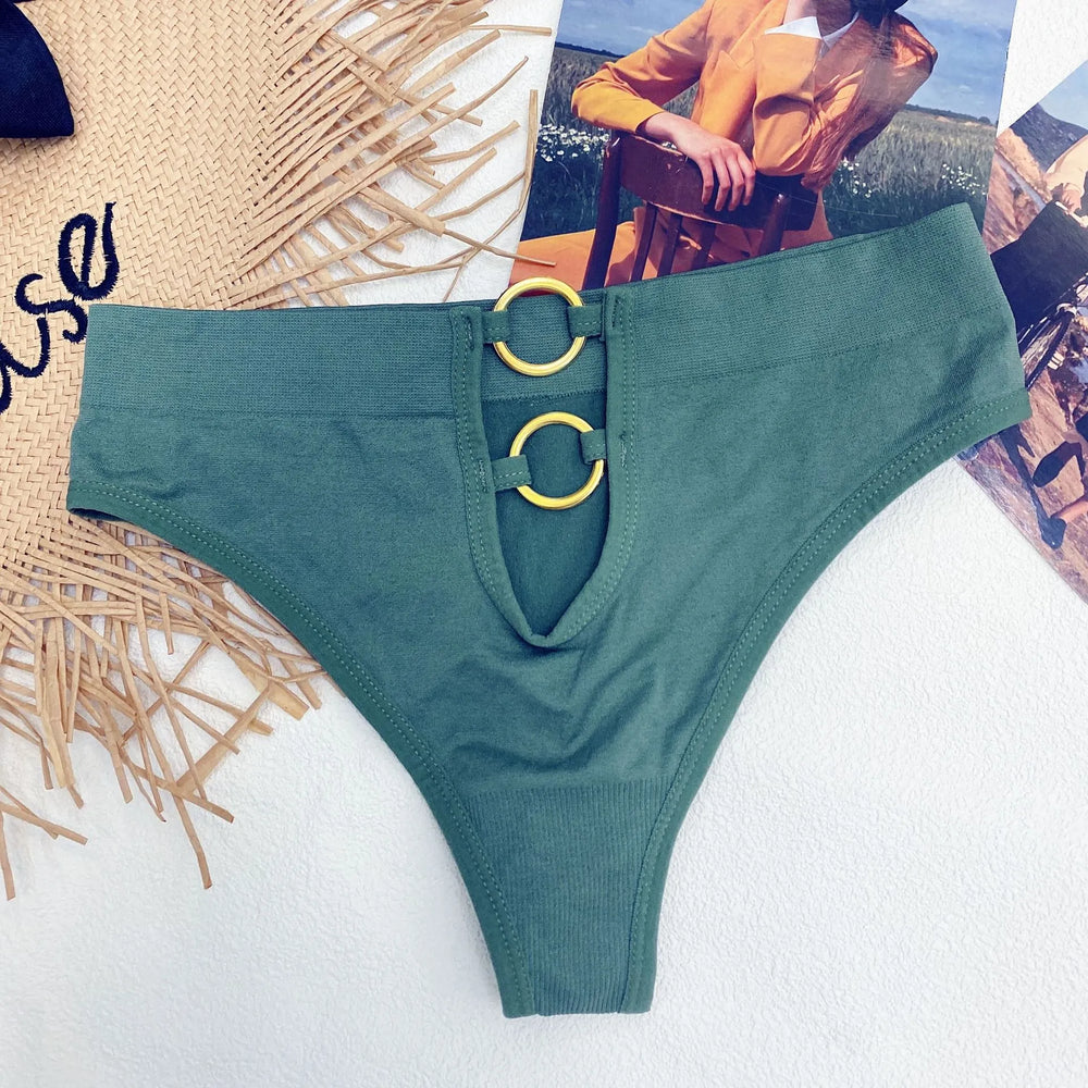 Wide-Waistband Ring-Detail Shaping Thong