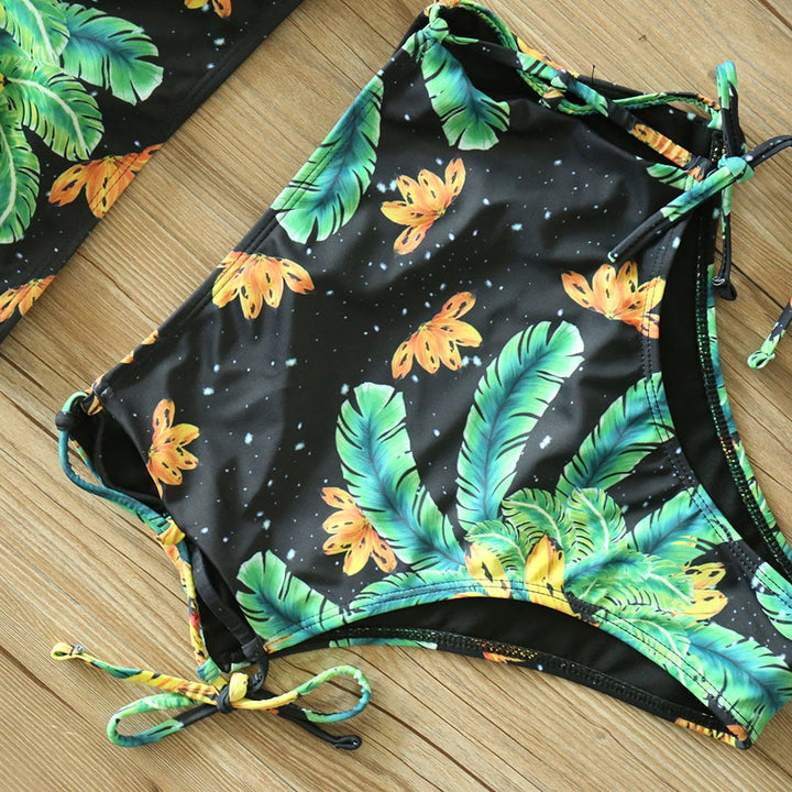 High-Waist Patterned Two-Piece Swimsuit