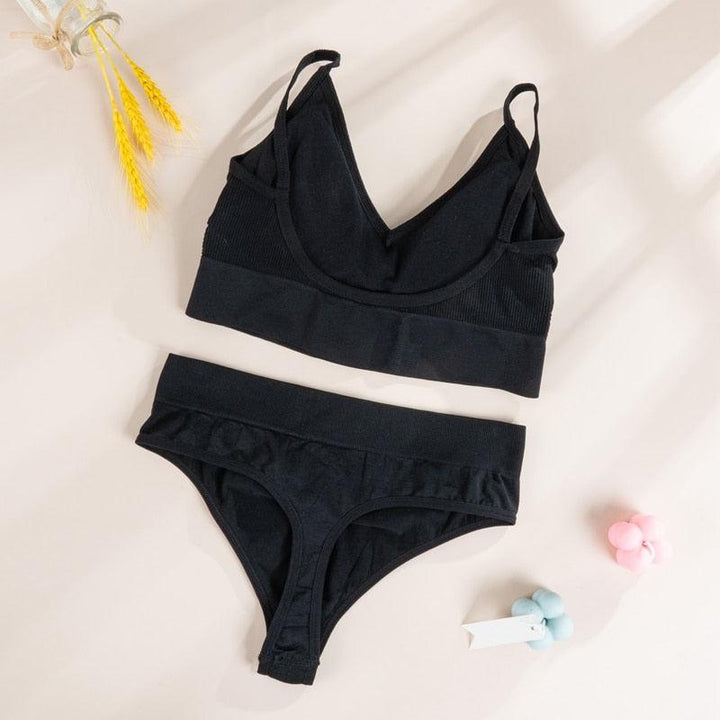 Stretch Fabric Sports Bra and Thong Set