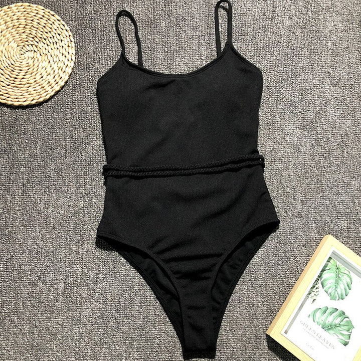 Decorative Belt Figure-Enhancing One-Piece Swimsuit