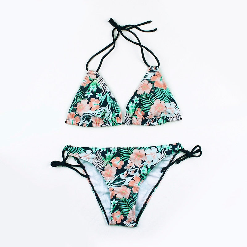 Halterneck Patterned Two-Piece Swimsuit