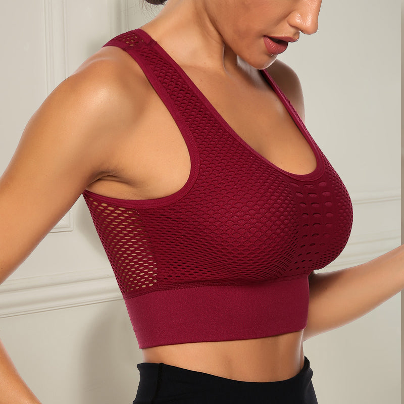 Breathable Mesh Sports Bra Quick-Dry Polyester