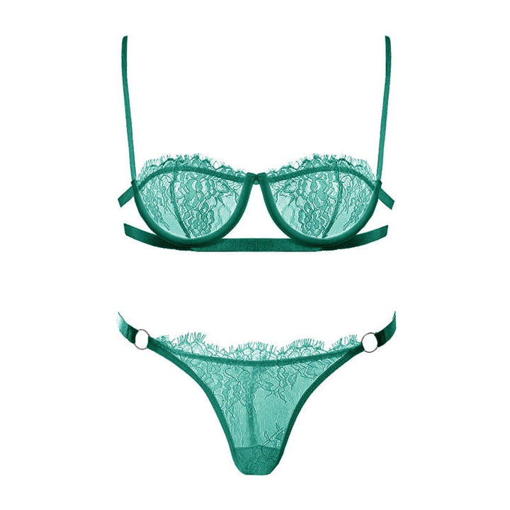 Lace Underbust Strap Bra and Panties Set