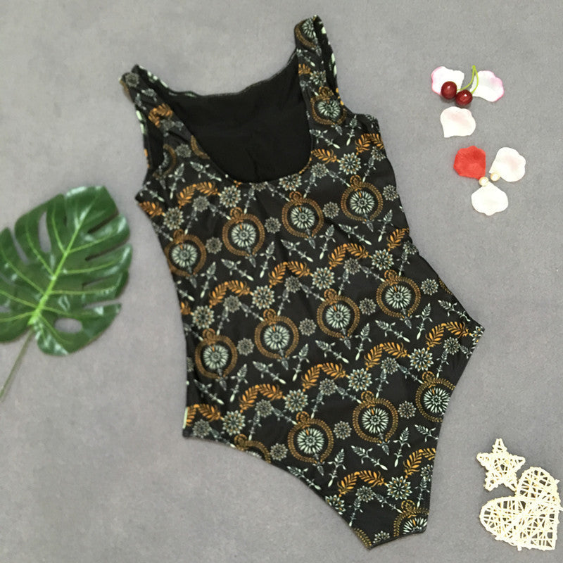 Vintage Open-Back One-Piece Swimsuit Classic Style