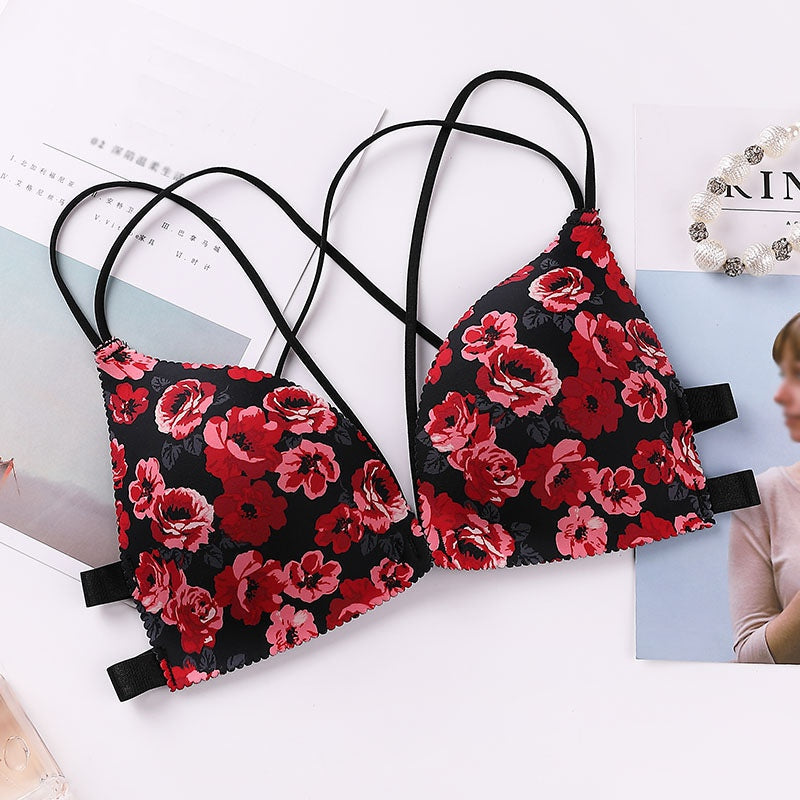 Front-Closure Push-Up Printed Bra