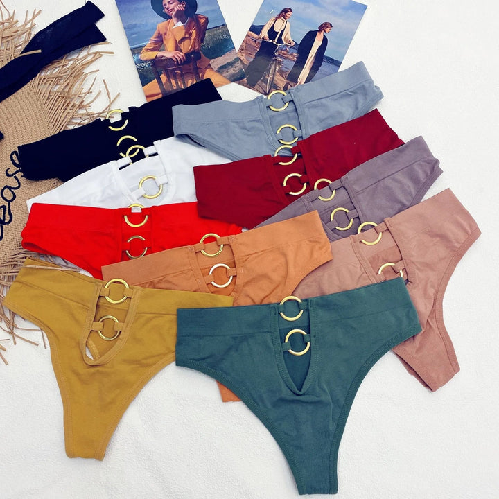 Wide-Waistband Ring-Detail Shaping Thong