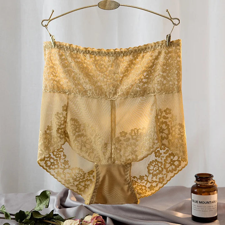 High-Waist Stretch Mesh Lace Plus-Size Panties