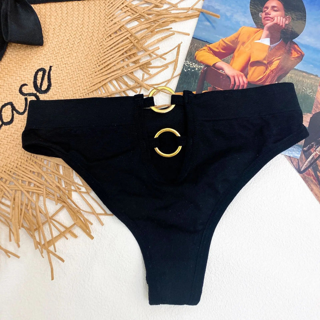 Wide-Waistband Ring-Detail Shaping Thong