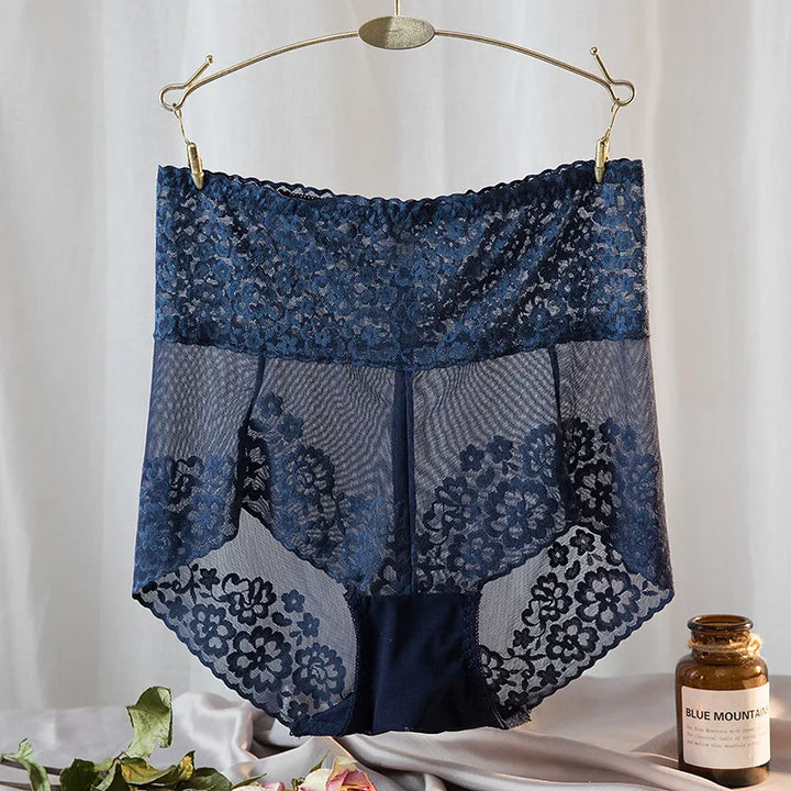 High-Waist Stretch Mesh Lace Plus-Size Panties